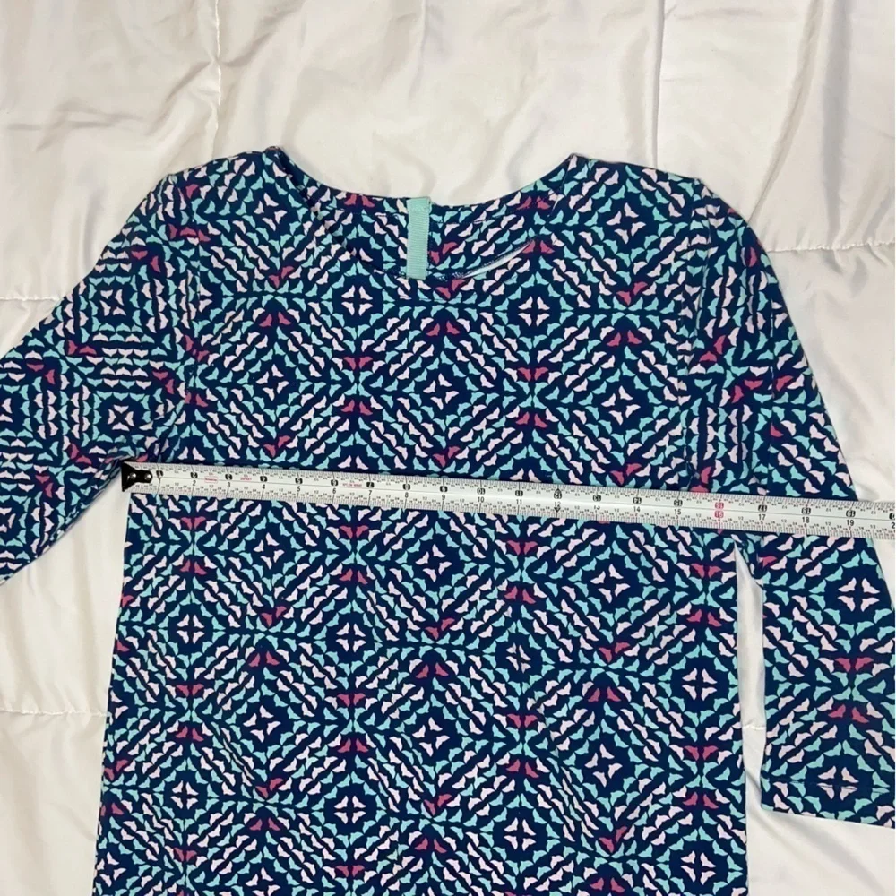 Vineyard Vines Girls Dress Whale Tale Size XL 16 Blue Pink Print Zip Up